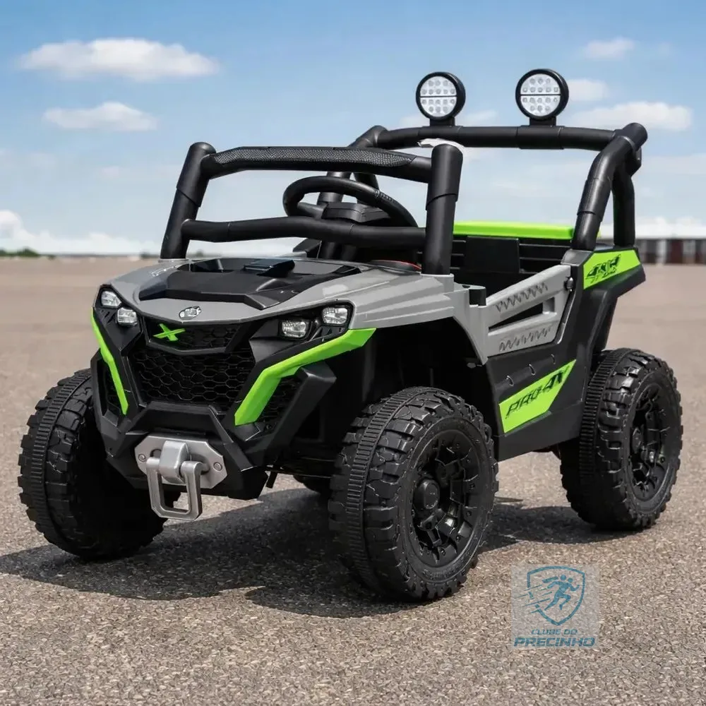 Carro Jipe Elétrico Infantil Controle Remoto Pedal Sons Cinza