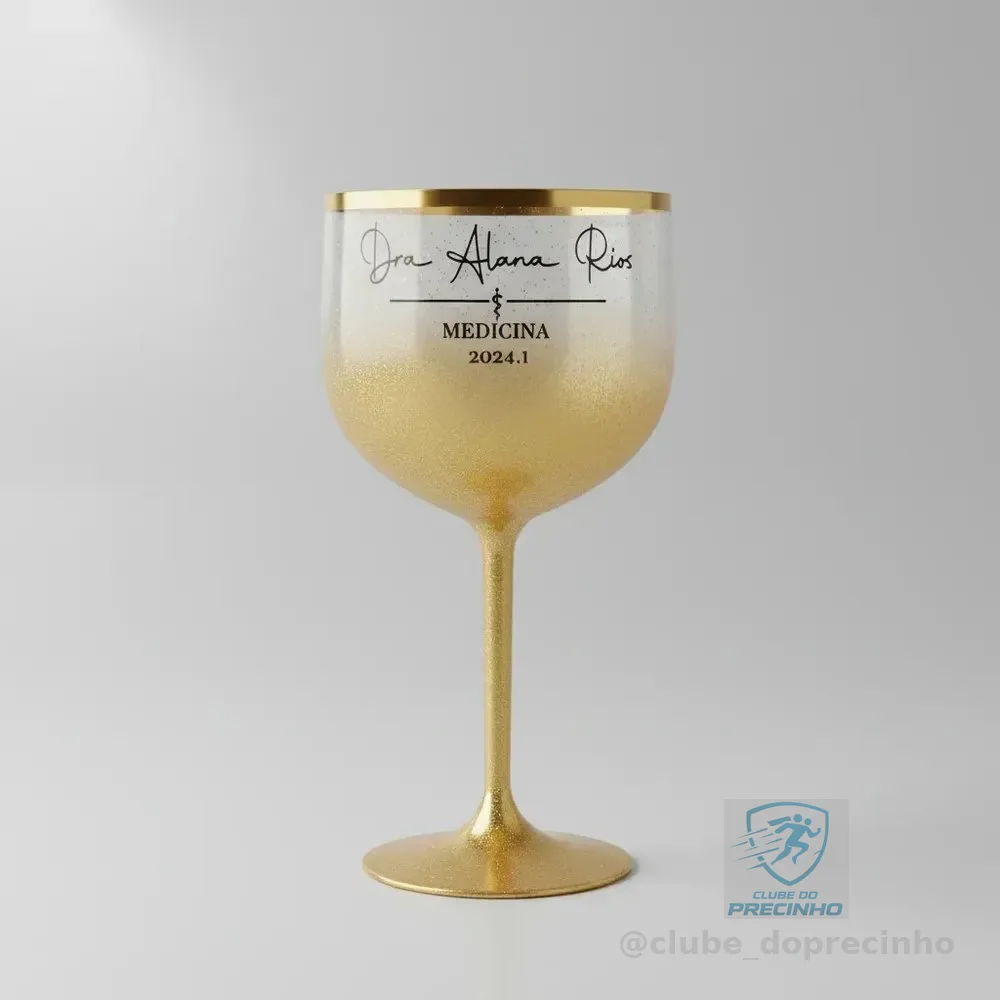 30 Taças De Gin Com Glitter + Borda + Degradê Personalizada Escolher Após A Compra