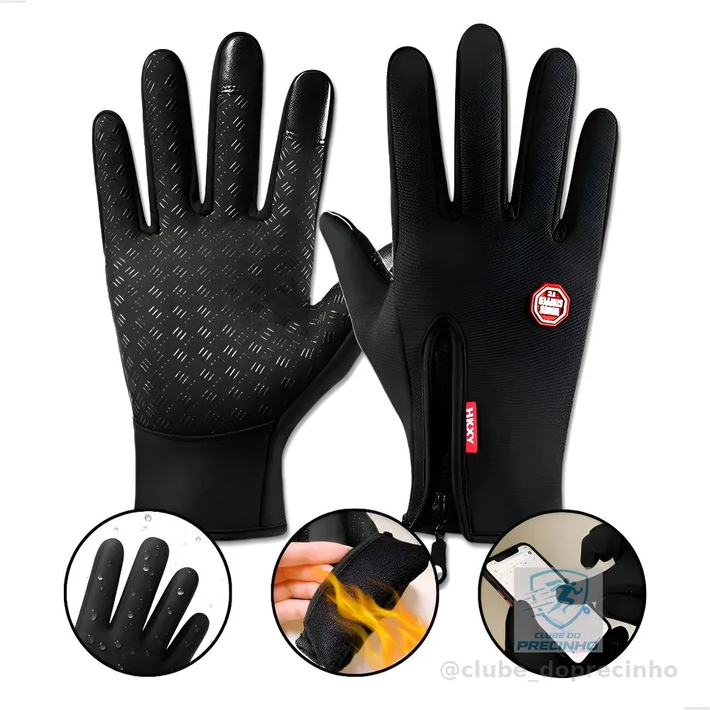 Luva Moto Motoqueiro Impermeável Térmica Inverno Frio Touch Preto Único - M Ao Gg