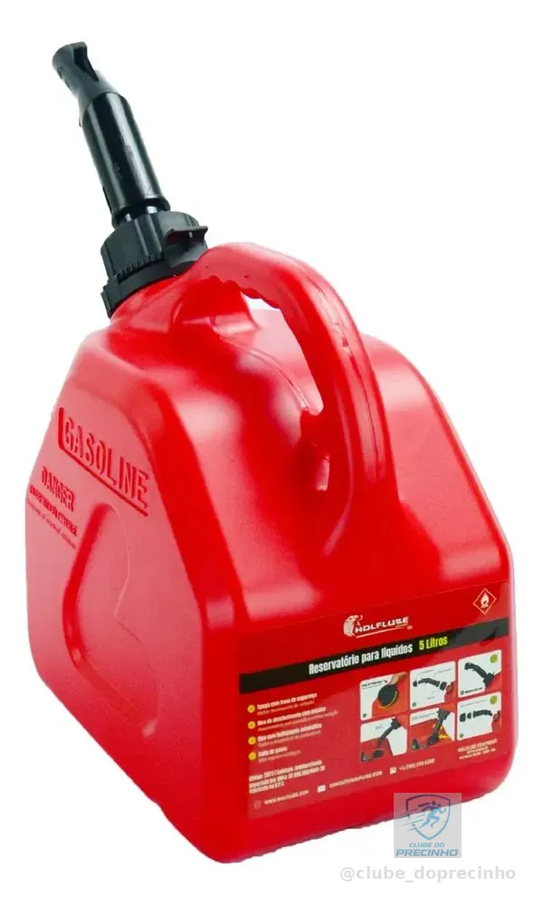 Galão Tanque Combustível Gasolina 5 Litros C/ Bico Wolf-flow