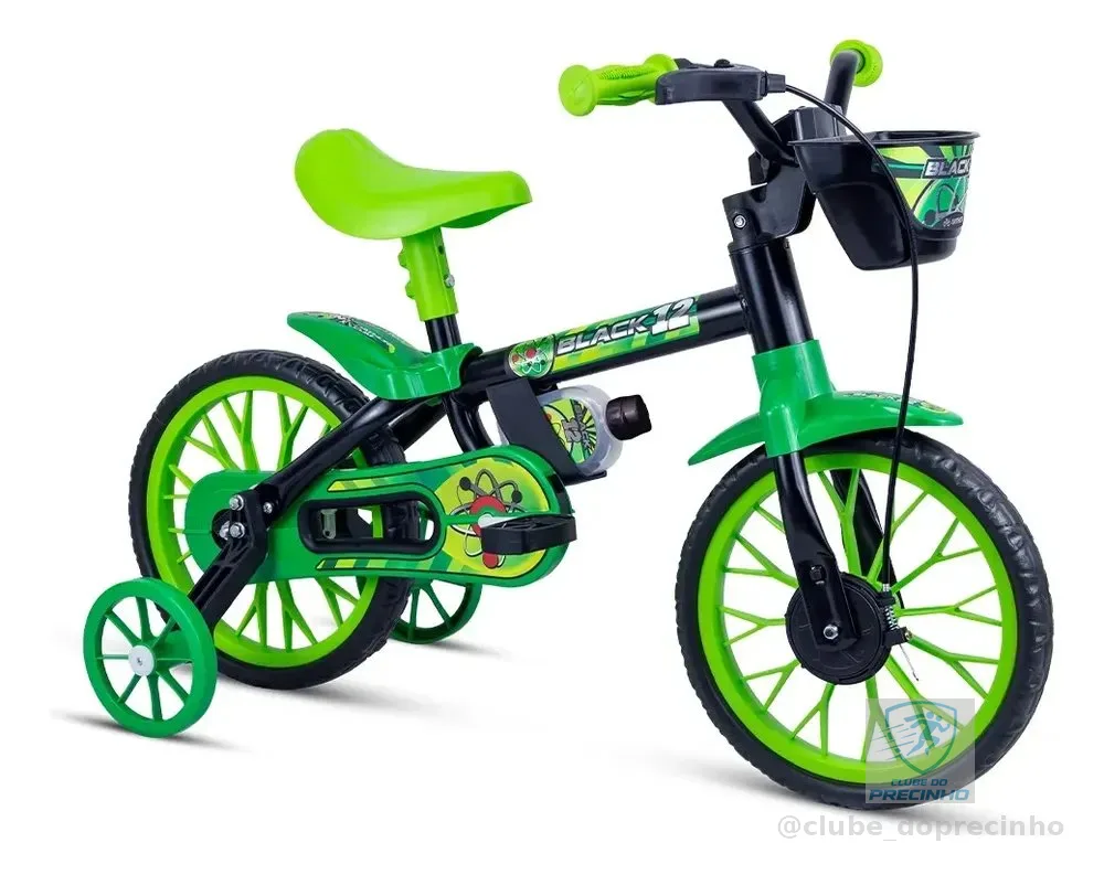 Bicicleta Infantil Nathor Aro 12 - Black Preto/verde