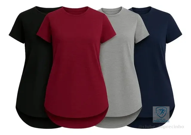 Kit 4 Camiseta Dry Fit Feminina Academia Fitness Tapa Bumbum