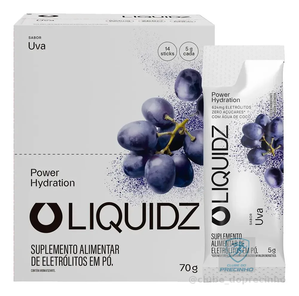 Liquidz® - Eletrólitos Zero Açúcares - Sabor Uva - 14 Sachês Uva