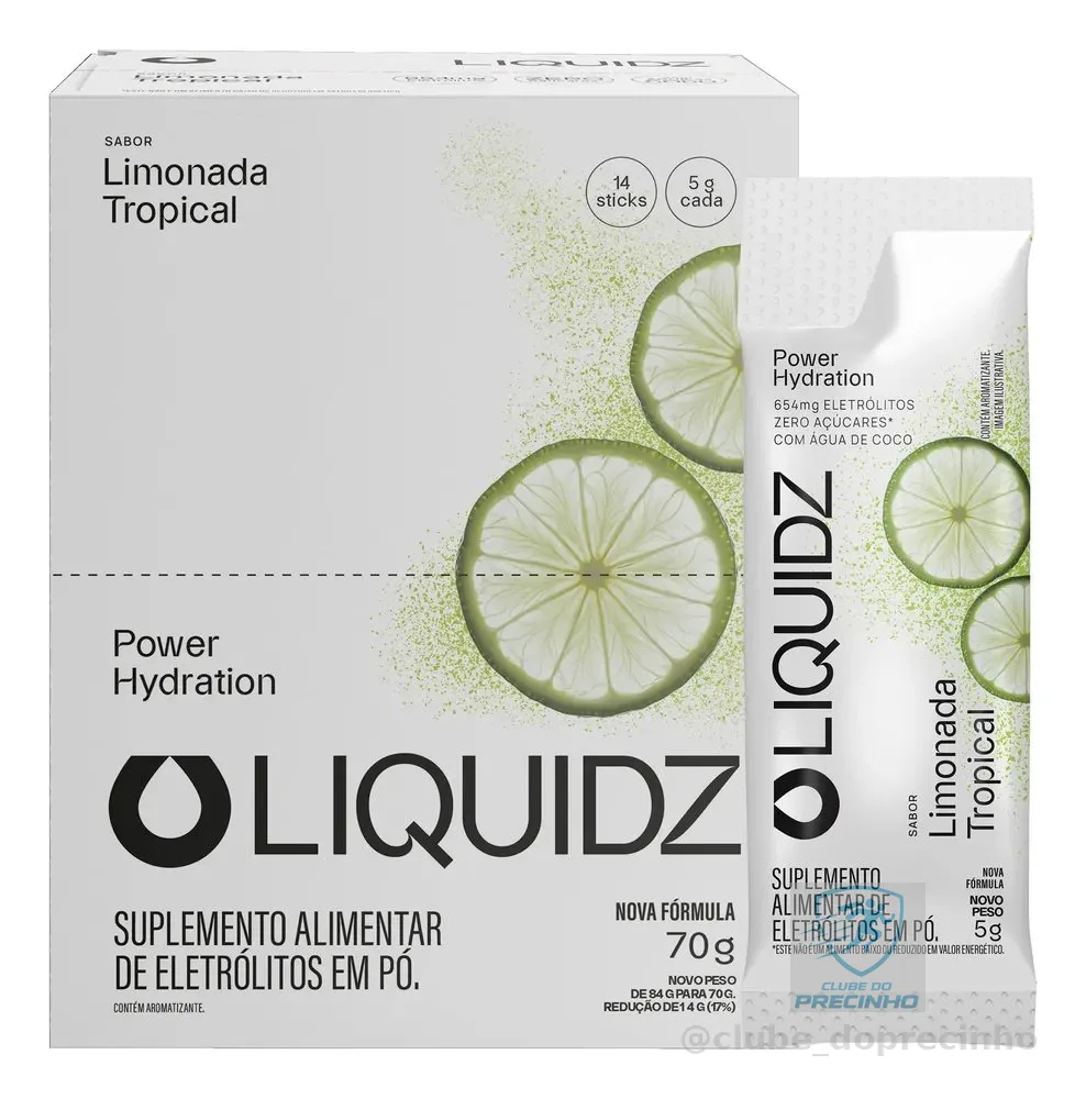 Liquidz® Eletrólitos Zero Açúcar Limonada Tropical 14 Sachês Limonada Tropical