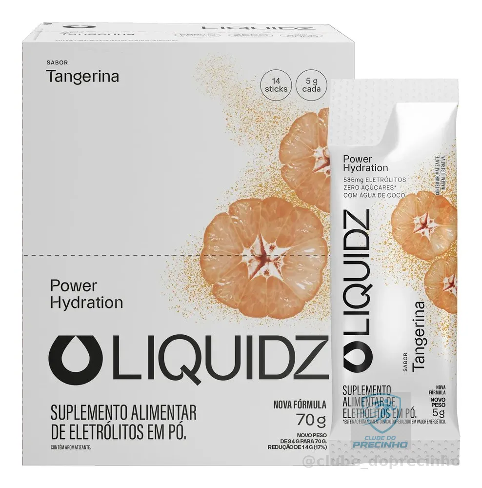 Liquidz® Eletrólitos Zero Açúcar - Tangerina -14 Sachês Tangerina