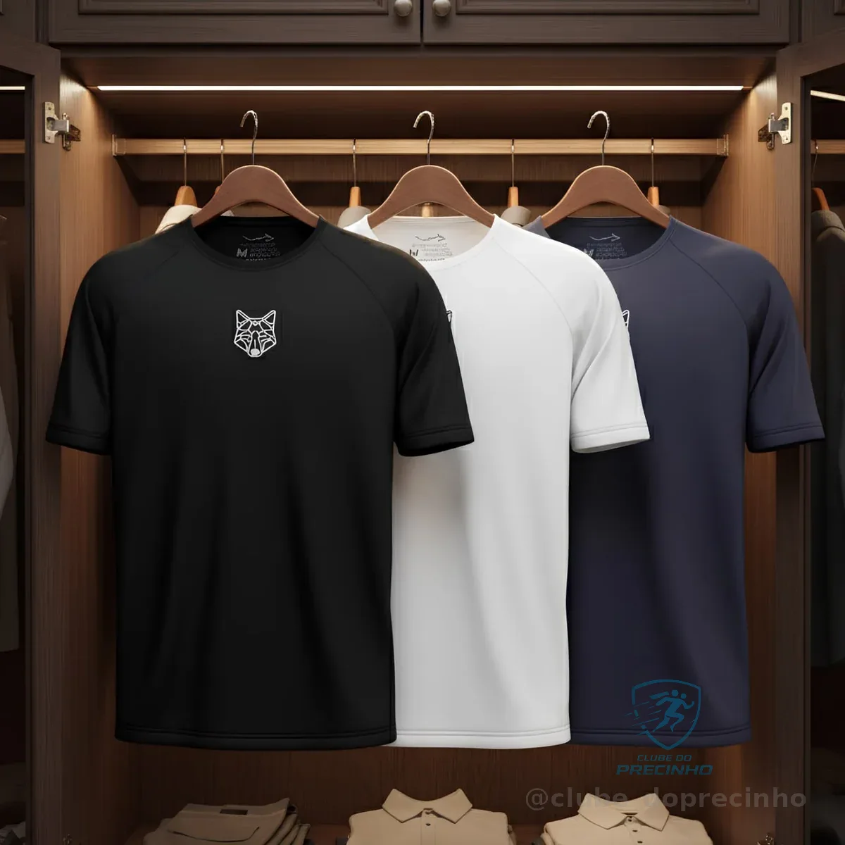 Kit 3 Camisetas Masculina Dry Alpha Lobo Geométrico