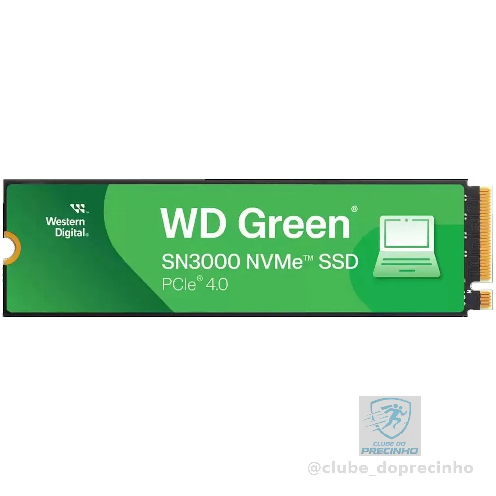 SSD 1TB M.2 NVMe PCIe 4.0 Western Digital Sn3000 Velocidade de Leitura e Gravação 5000/4200 MB/s WDS100T4G0E-00CPS0