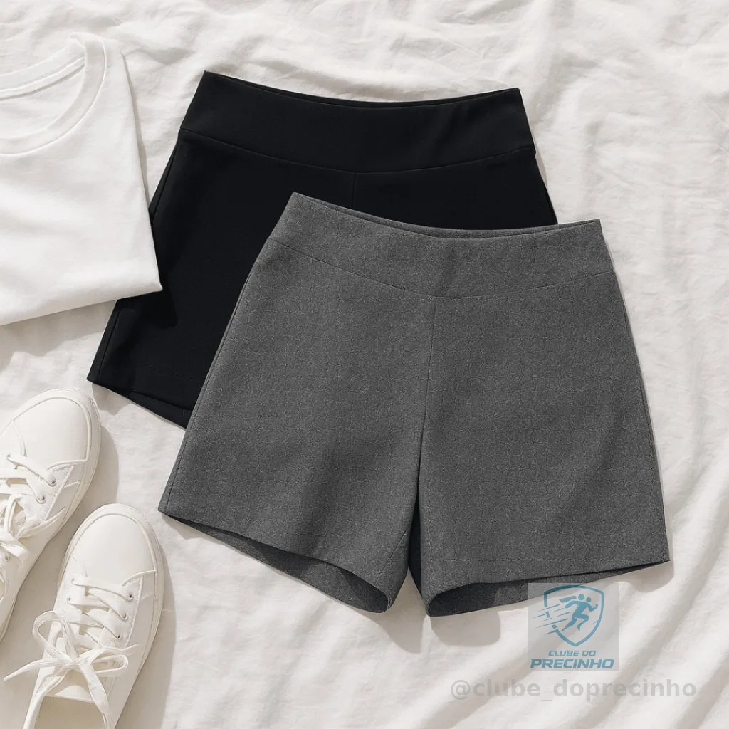 Short legging Suplex lycra Academia Fitness praia verão Short Feminino Curto liso preto