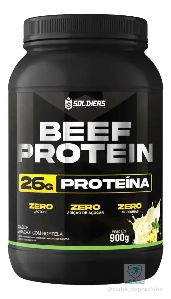 Proteína Beef Protein Zero Lactose Suplemento Alimentar Em Pó Abacaxi Com Hortelã 900g - Soldiers Nutrition
