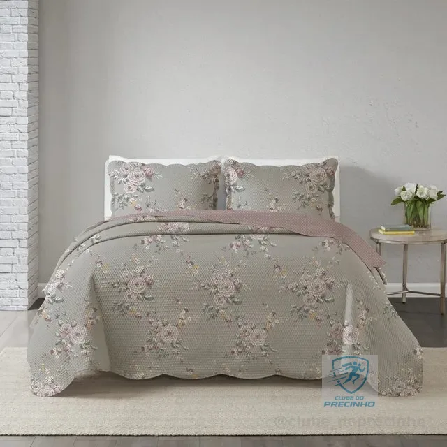 Colcha King Gigante Matelasse Estampas Cobre Leito Linda