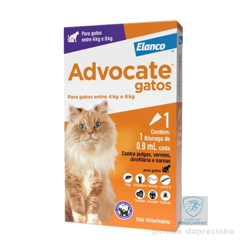Advocate Elanco 0,8 mL para Gatos de 4 a 8 Kg - 1 Bisnaga