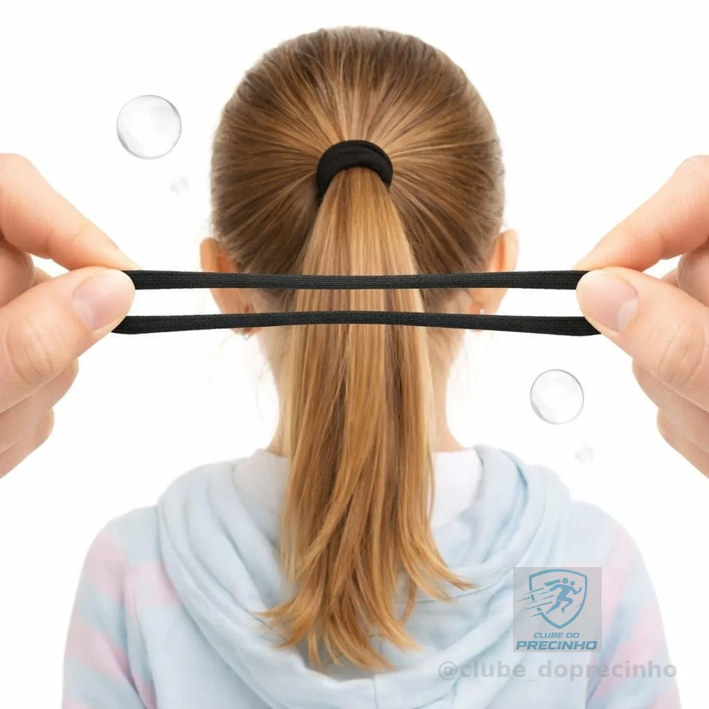Kit 72 Elástico de Cabelo Adulto Infantil Preto, Alta Elasticidade, Confortável, Resistente e Durável