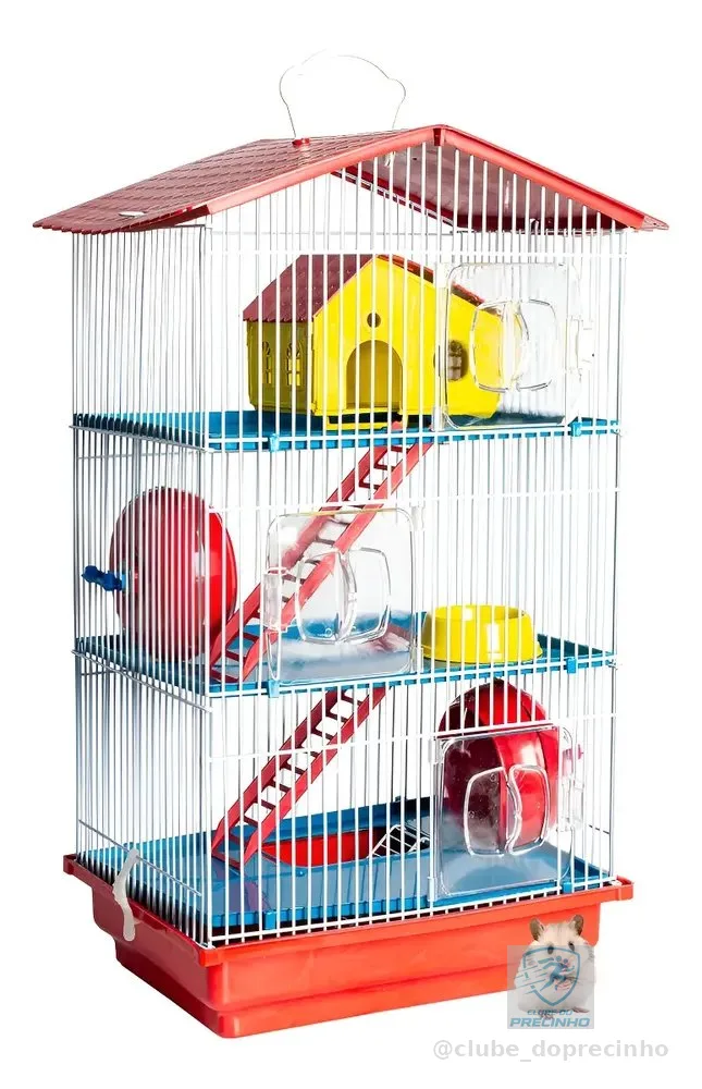 Gaiola Para Hamster Desmontável Casa Teto Plástico Cor Vermelho