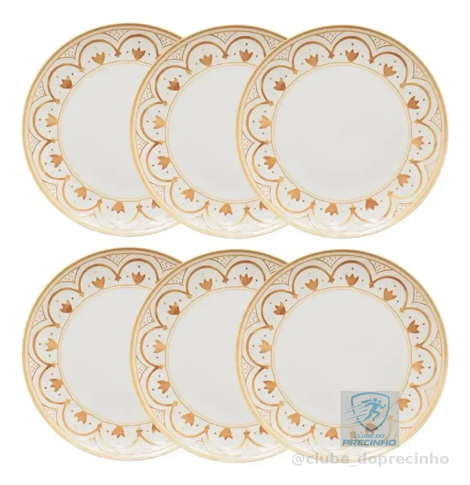 Jogo De 6 Pratos Rasos 26 Cm Oxford Unni Nuray Branco