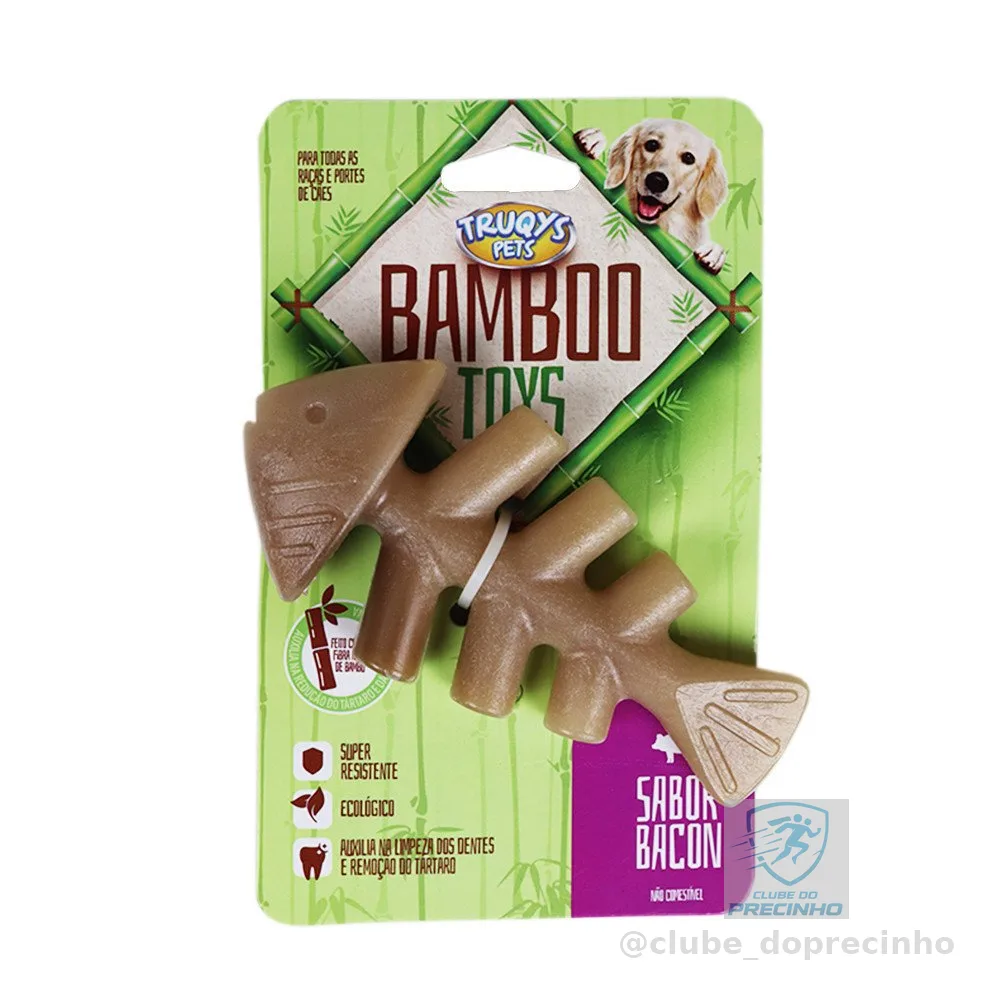 Osso Bamboo Toys Peixe Brinquedo Mordedor Com Aroma de Bacon Para Cachorros, Cães