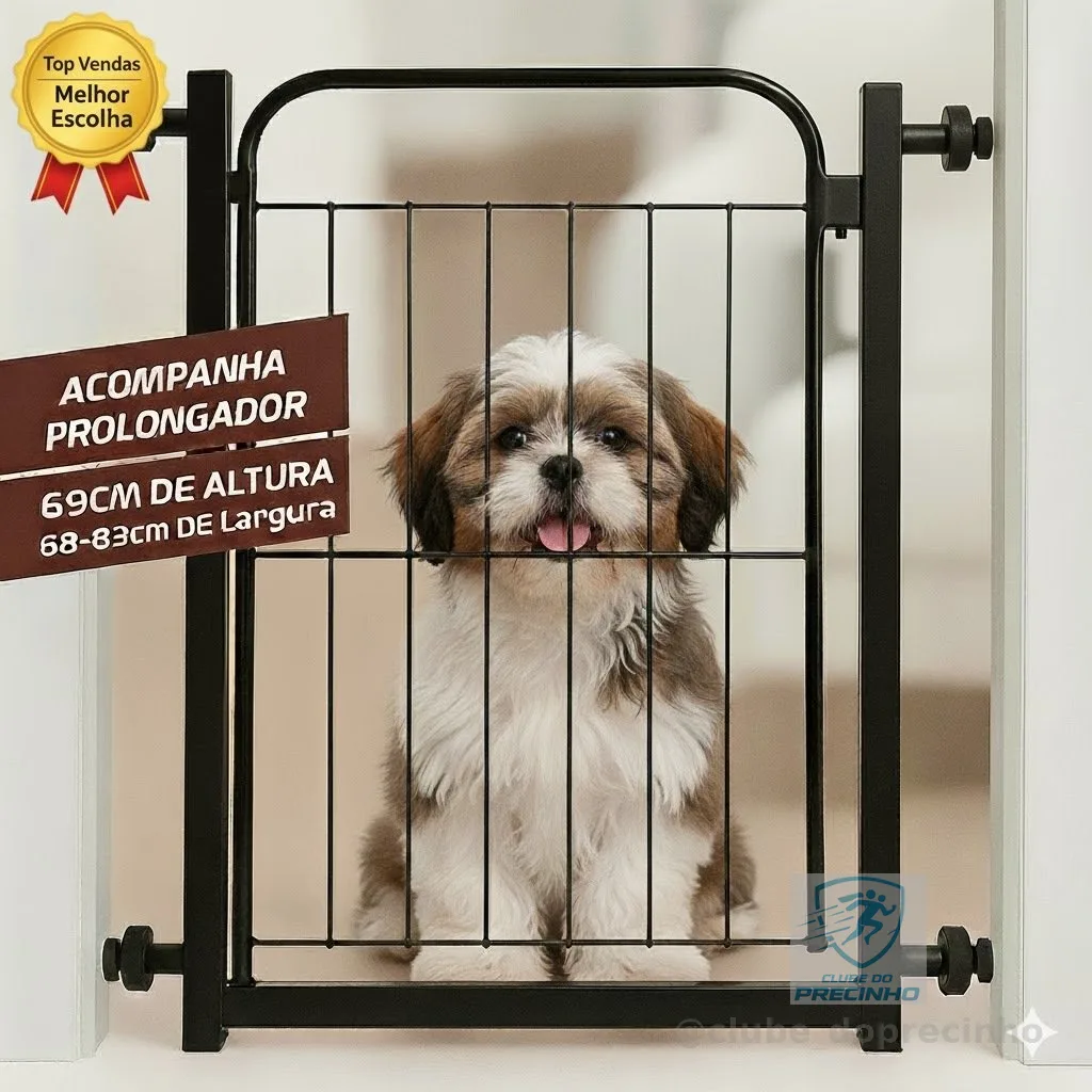Portão Pet Grade Aramado de Proteção Para Cães Portão para Bebes Segurança Para Crianças Com Extensor de 10cm