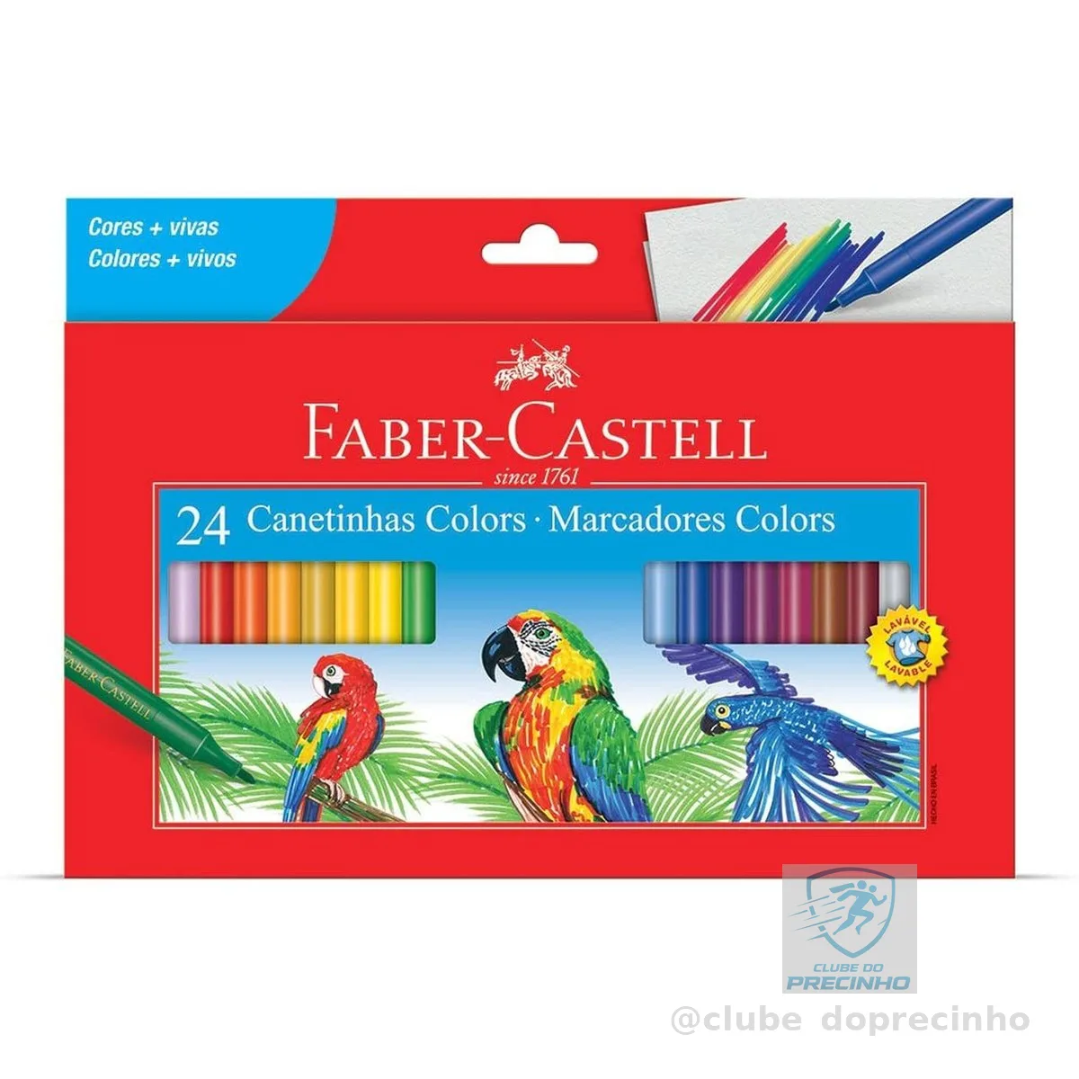 Hidrográfica com 24 Cores Estojo Cartão, Faber-Castell, 15.0124CZF, Multicor