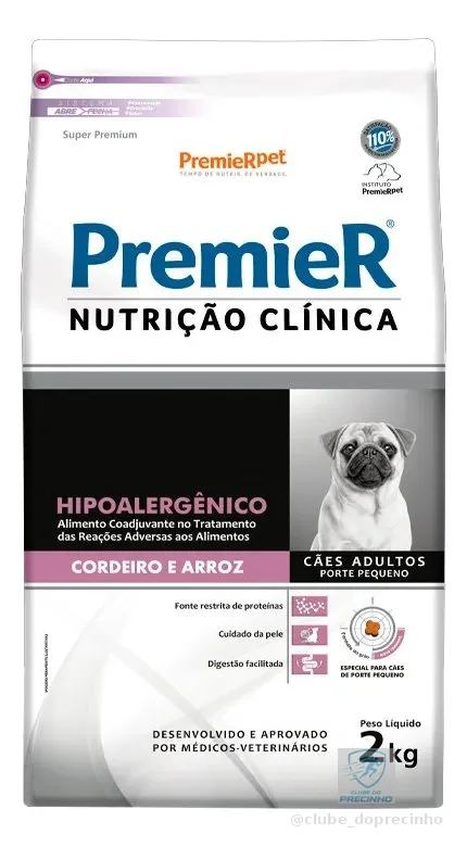 Ração Premier Clínica Hipoalergênico Cães de Pequeno Porte Cordeiro e Arroz 2kg
