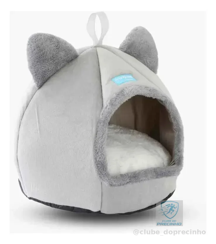 Caminha Cama Tenda Luxo Cabana Toca Para Gatos Iglu 40cm Cinza