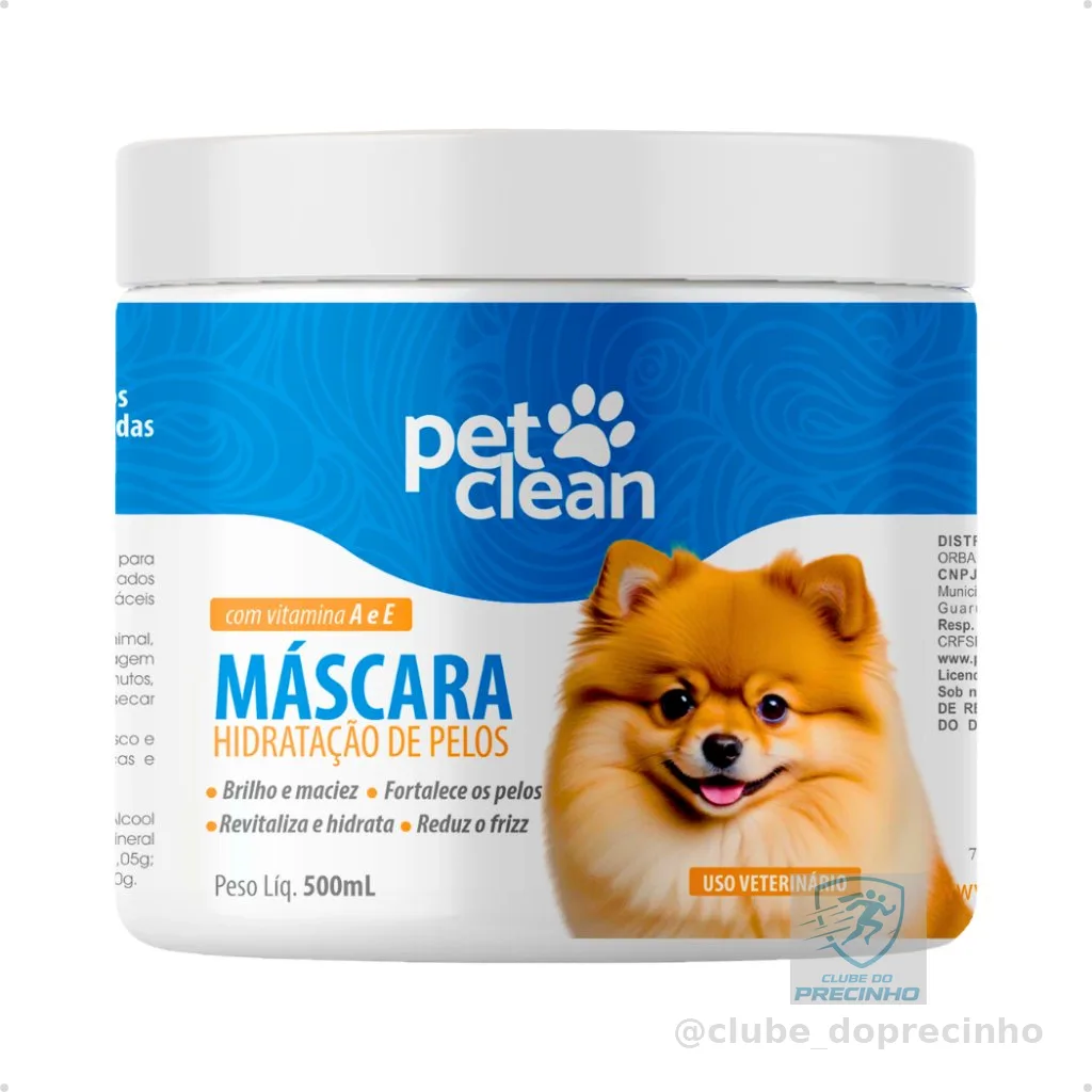 Máscara de Hidratação Pelos Ressecados Pet Revitalizante Silicone Cachorro e Gato Pet Clean 500 g