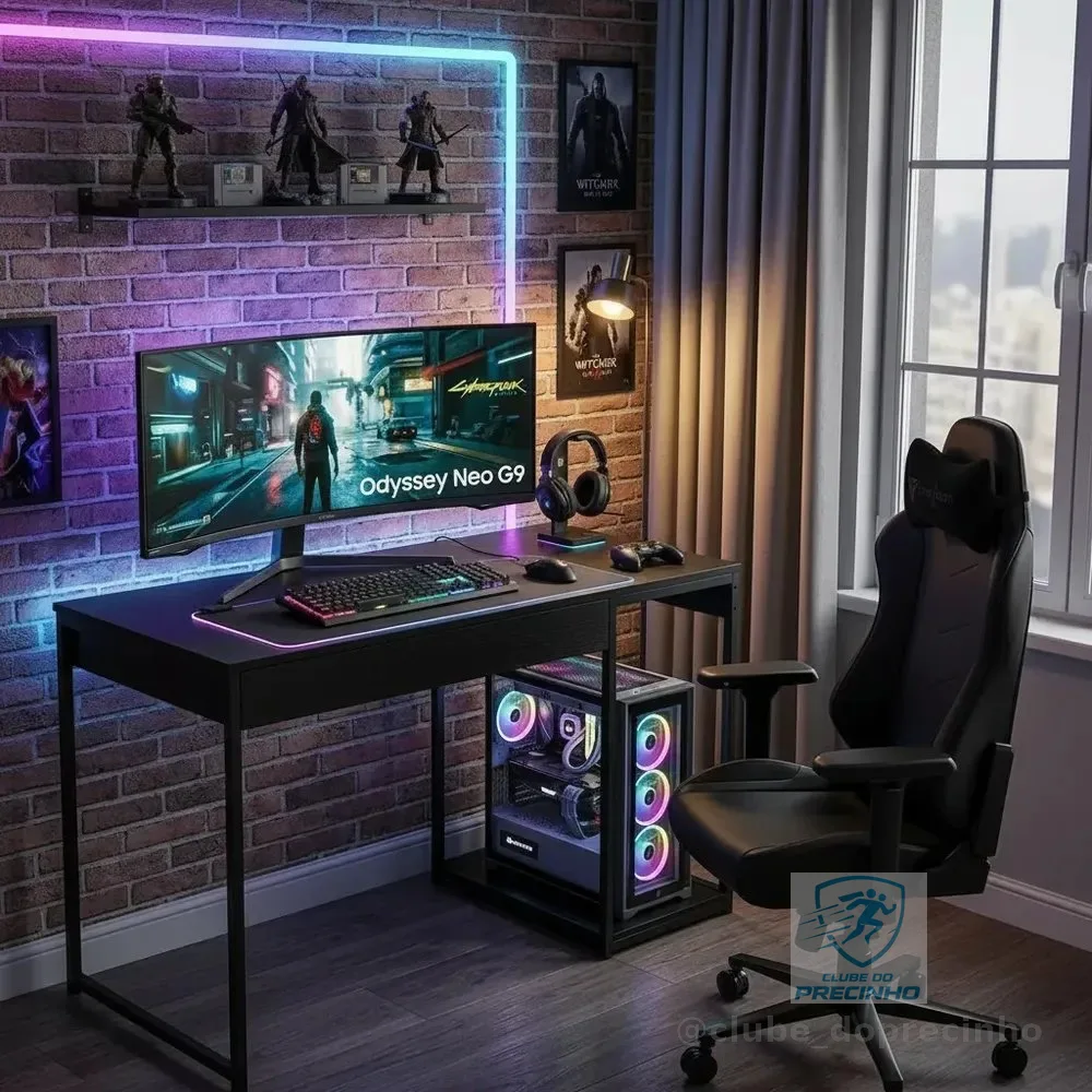 Escrivaninha Gamer Mesa Para Computador Com Suporte Para Cpu Preto
