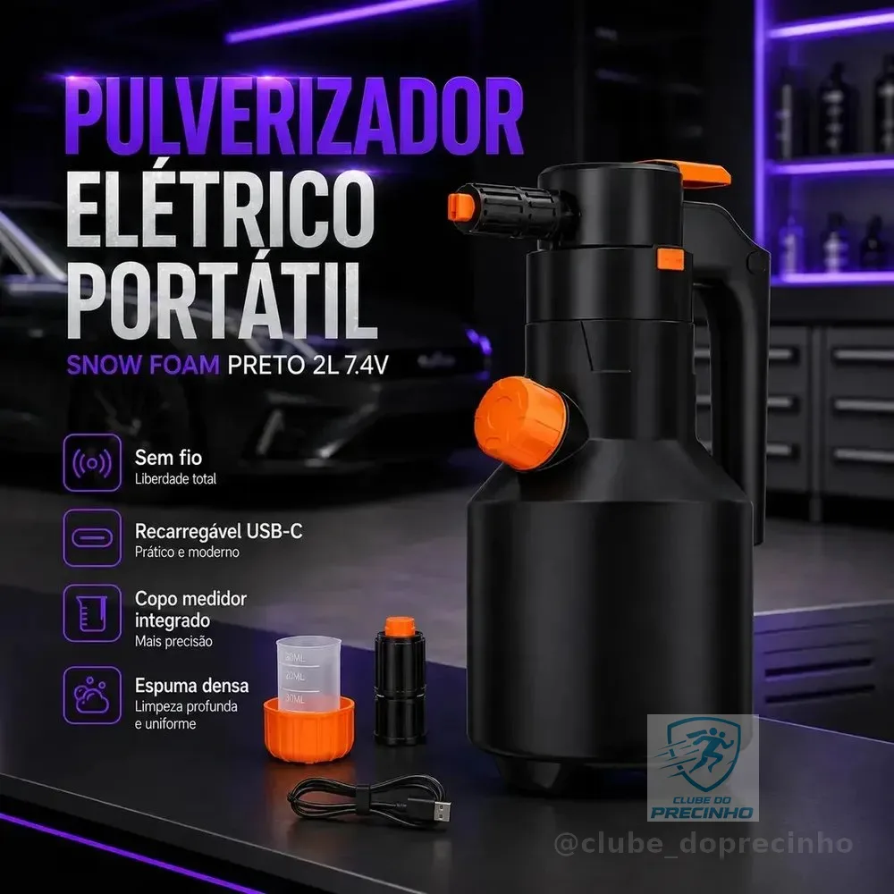 Pulverizador De Espuma À Elétrico Recarregável Alta Pressão Snow Foam