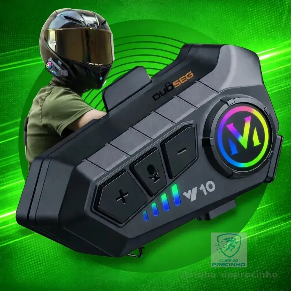 Fone De Ouvido Para Capacete Moto Bluetooth Headset RGB Sem Fio Com Microfone Música GPS Chamadas Compatível Com Capacete Aberto Fechado