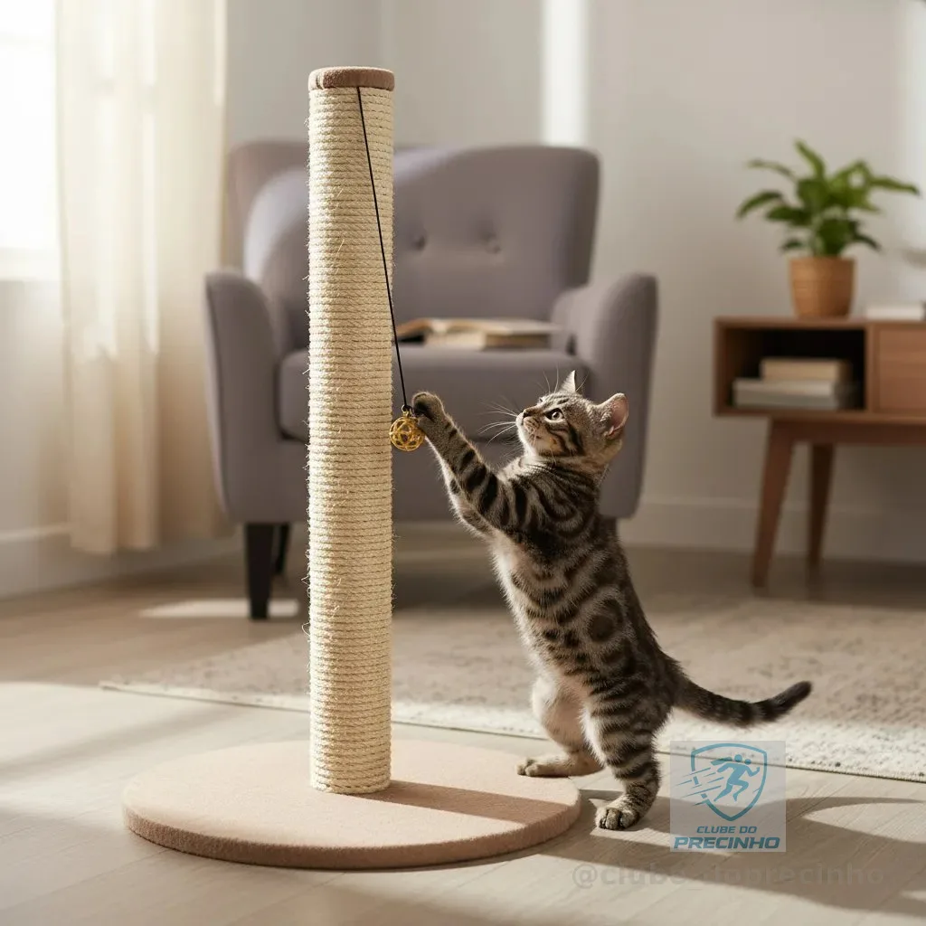 Arranhador para Gatos Grande 86cm Sisal de 8mm Não Tomba Torre Gato Base Estável Para Manie Coon