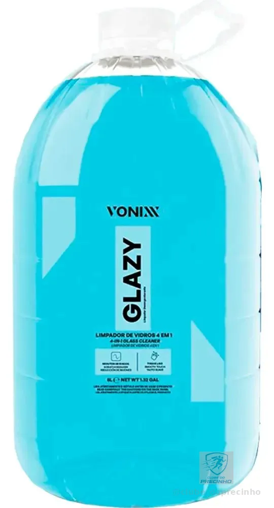 Glazy Galão 5l Limpa Vidros Redutor Atrito Risco Vonixx