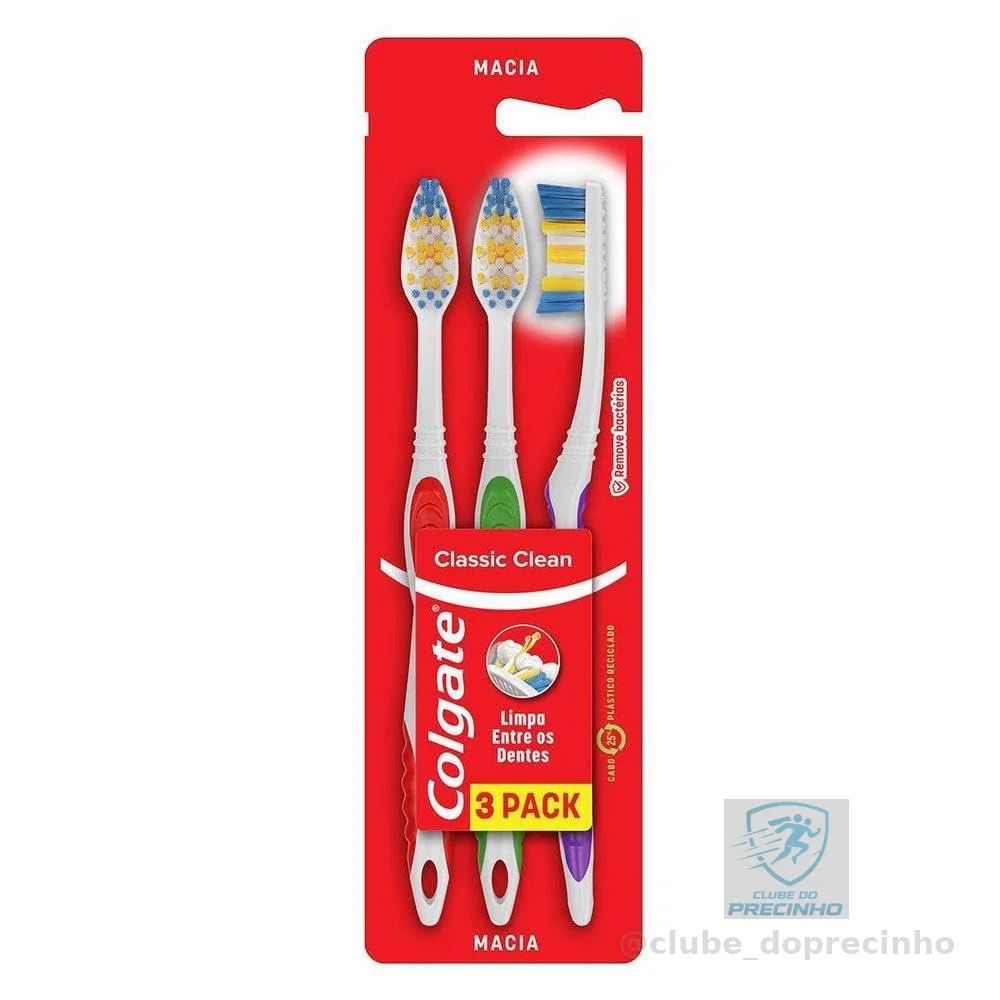 Escova de Dente Colgate Classic Clean 3 unid Promo c/Desconto