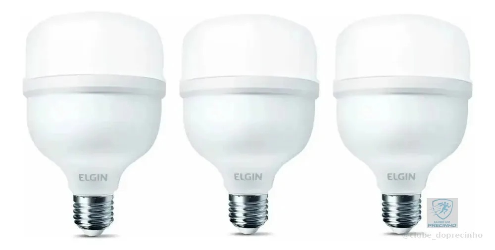 Kit 3 Lâmpadas Led Alta Potência Super Bulbo 40w Branco Frio Luz Branco-frio