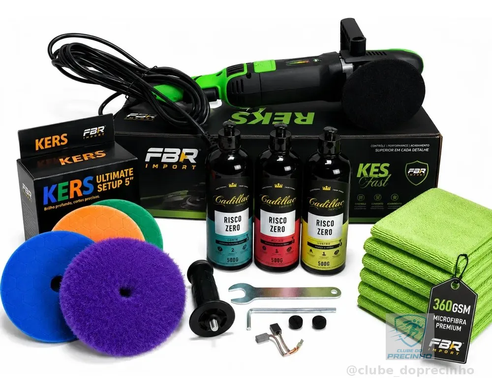 Politriz Rotativa Kers Reks 1250w Fast Cut + Kit Polimento Verde 220v