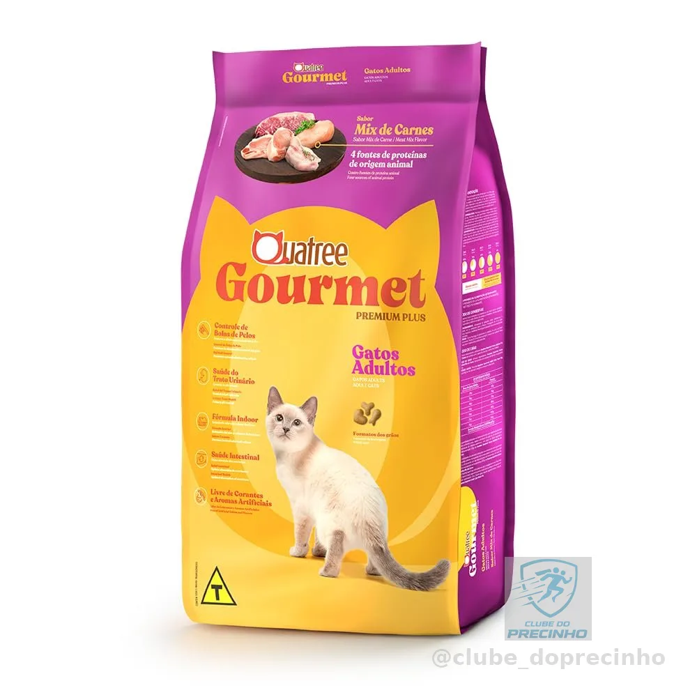 Ração Quatree Gourmet para Gatos Adultos Sabor Mix de Carnes