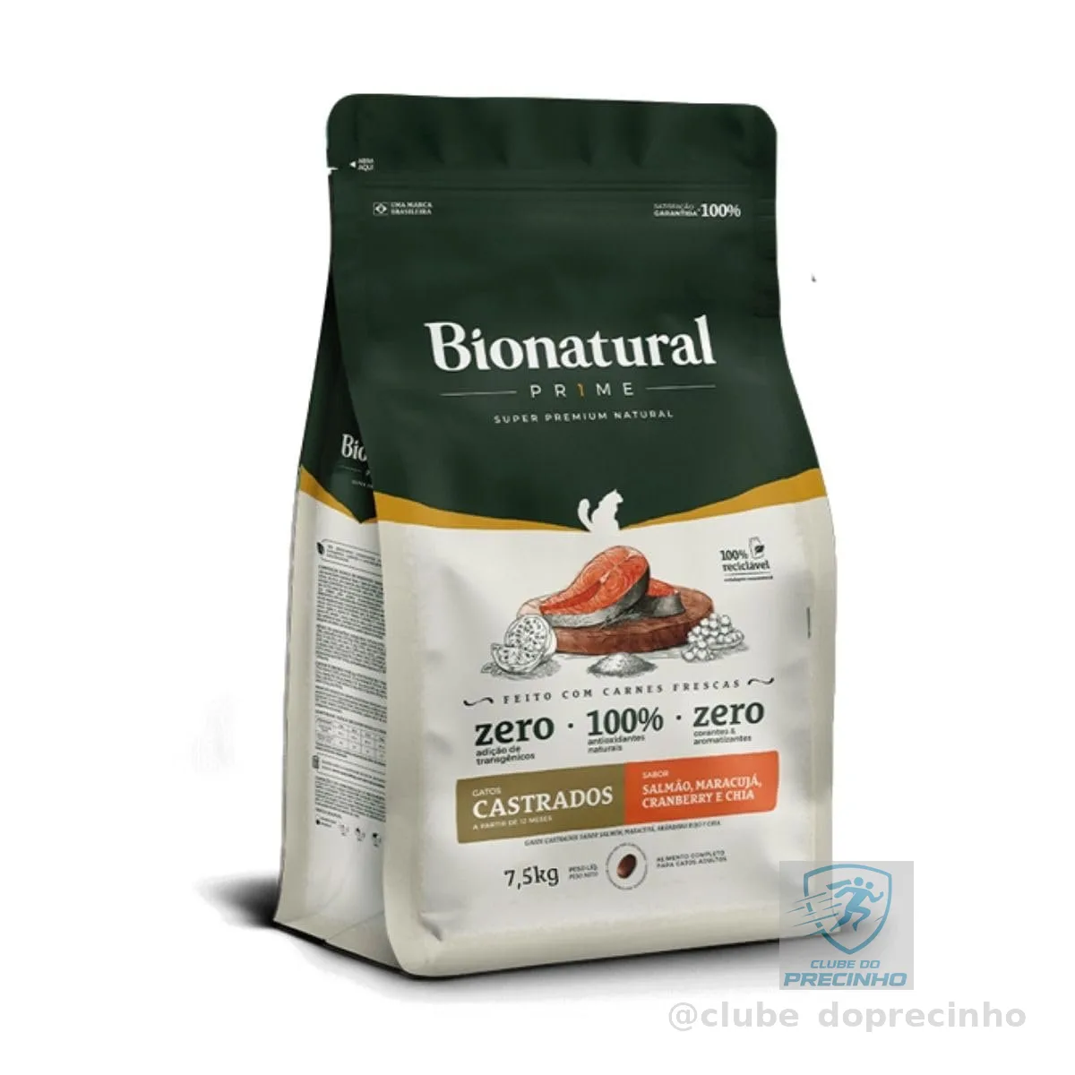 Bionatural Prime - Salmão Gatos Castrados 7,5kg