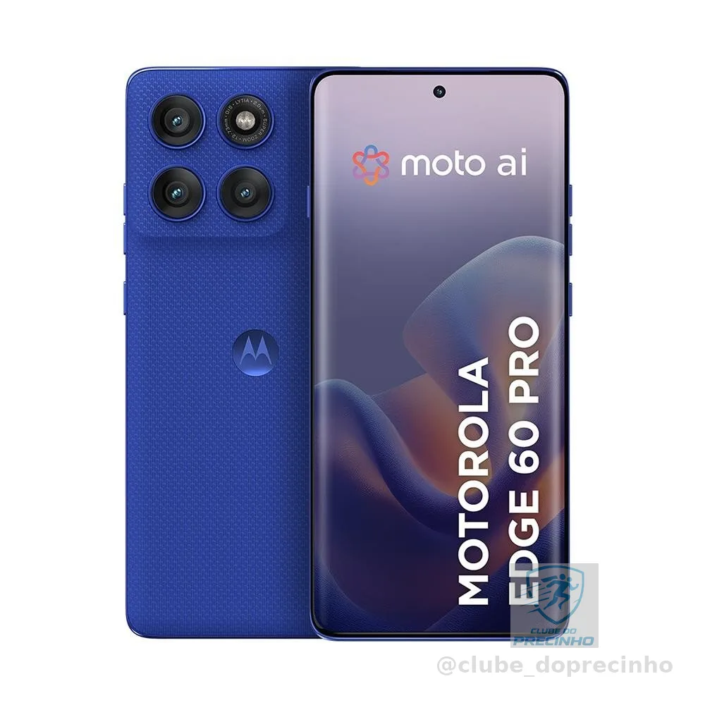 Smartphone Motorola Edge 60 Pro 5G 256GB 12GB RAM Câmera Traseira 50 MP OIS + 50 MP + 10 MP Selfie 50 MP Tela 6.7" Azul