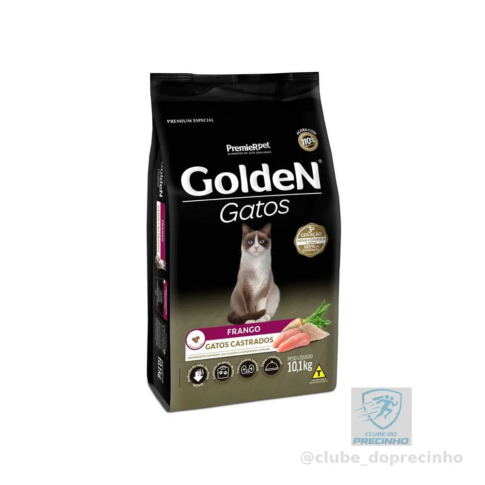 Premier Pet Ração Golden Para Gatos Adultos Castrados - 10 1Kg - Sabor Frango