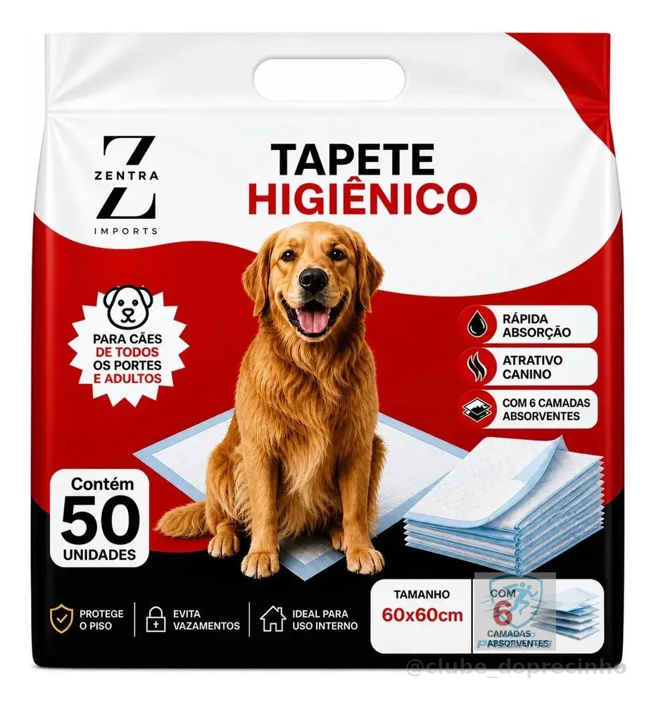 Tapete Higienico 50 Unidades 60cmx60cm Branca Zentra Imports