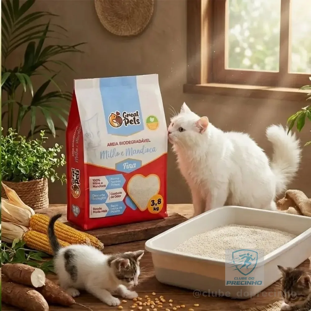 Areia Biodegradável Mandioca Great Pets FINA 3,8Kg