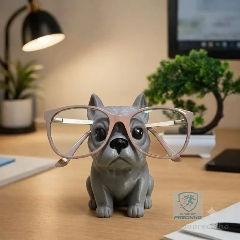 Suporte Para Óculos Bulldog Decorativo - Organizador De Mesa Porta Óculos Cachorro Bulldog