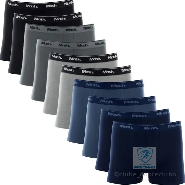 Kit Com 10 Cuecas Boxer Algodão Cotton Masculina Adulto Mash