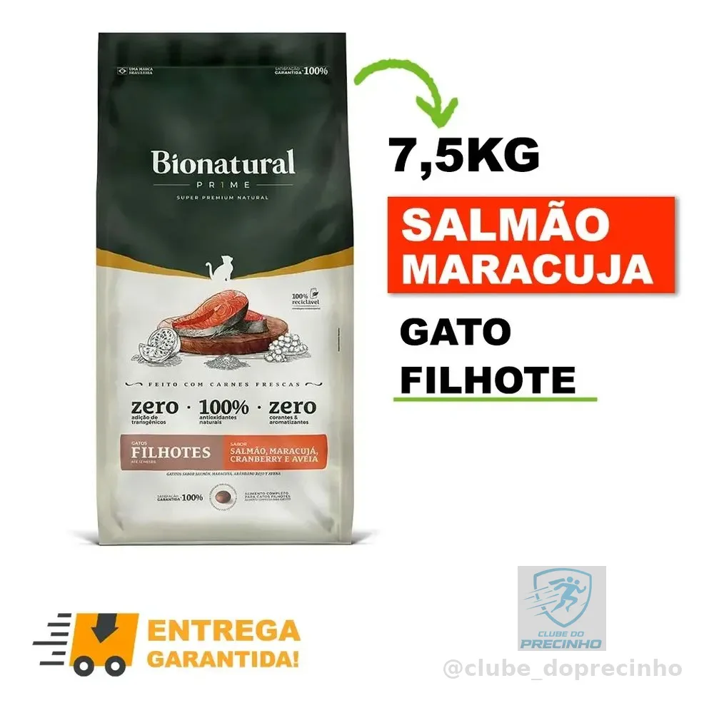 Racao Bionatural Gatos Filhote Sabor Salmao 7,5 Kg