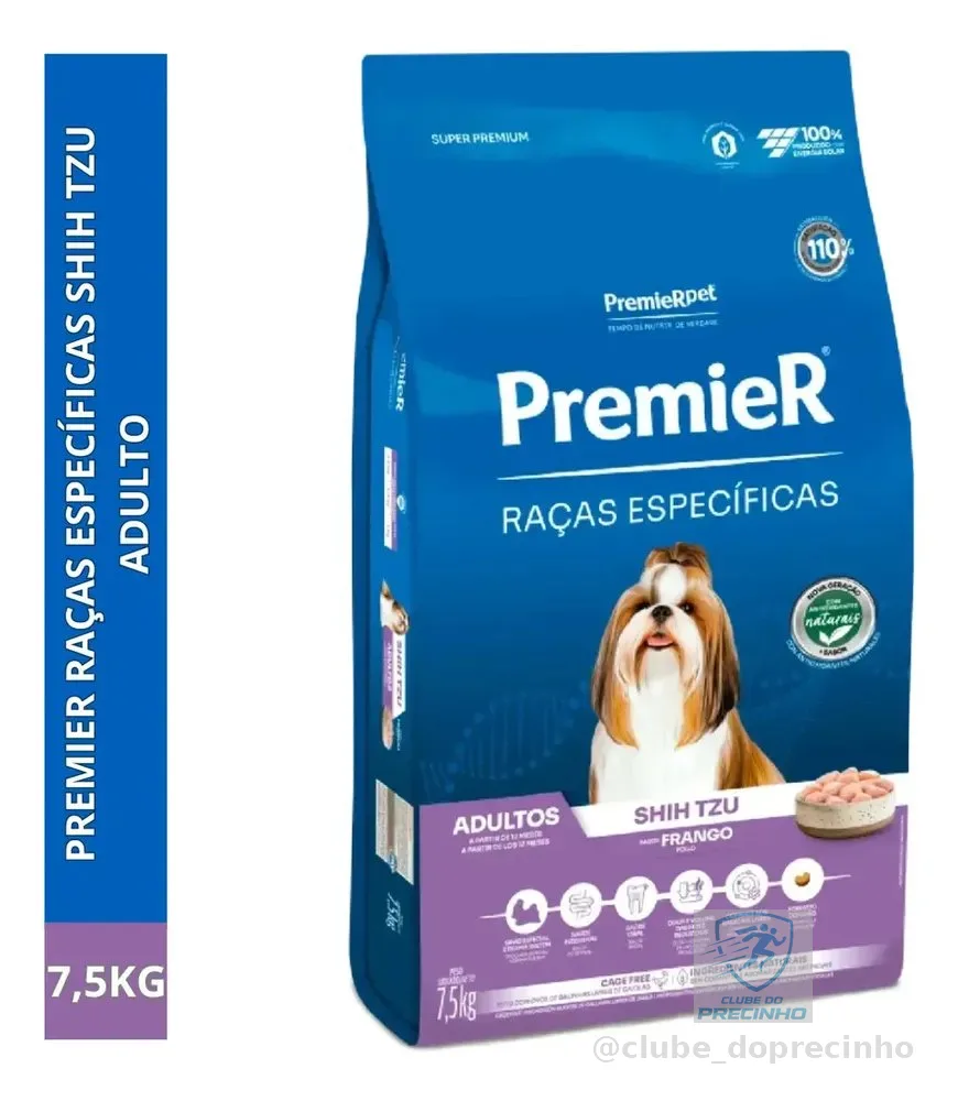 Ração Seca Premier Shih Tzu Cão Pequeno Frango 7.5kg