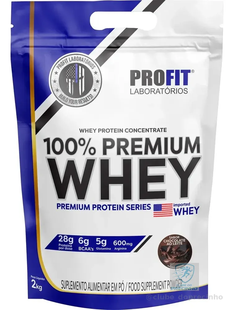 Whey Protein 100% Concentrado Premium 2kg - Profit Labs Sabor Chocolate