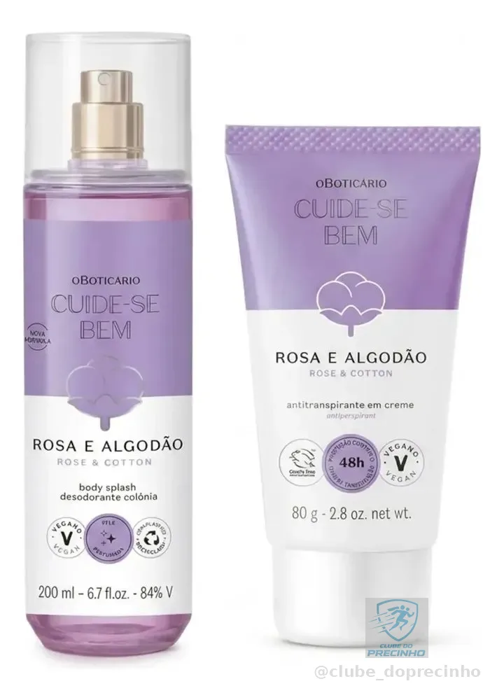 Combo Cuide-se Bem Rosa E Algodão: Body Splash 200ml + Anti