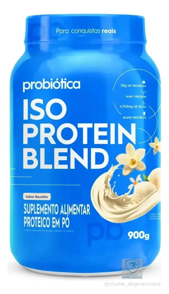Whey Protein 900g Iso Blend Protein Probiótica Baunilha Blend de Proteínas