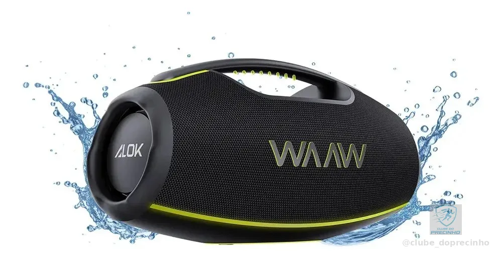 Caixa de Som Boombox Waaw by Alok Hyperboom 1000 Bluetooth À Prova d'Água 180W RMS Até 12h de Autonomia