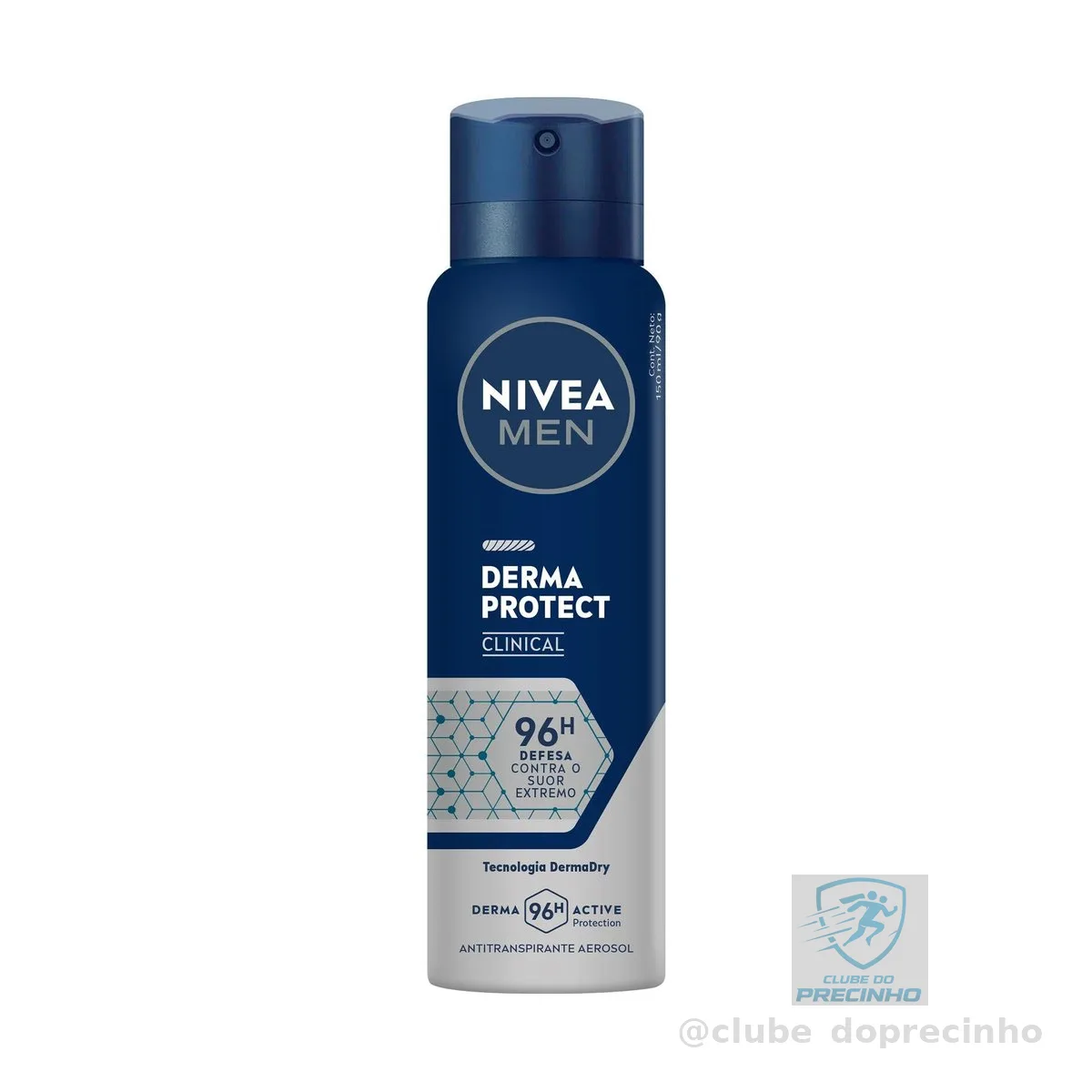 NIVEA MEN Desodorante Antitranspirante Aerossol Derma Protect Clinical 150ml, Defesa Intensa 96h, Controle de Suor Extremo, Toque Suave, Protege a Pele