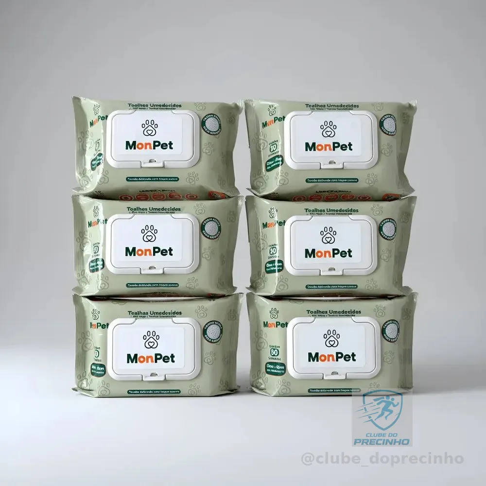 Toalha Lenço Umedecido Para Caes E Gatos Pet 6 Pacotes C/ 50