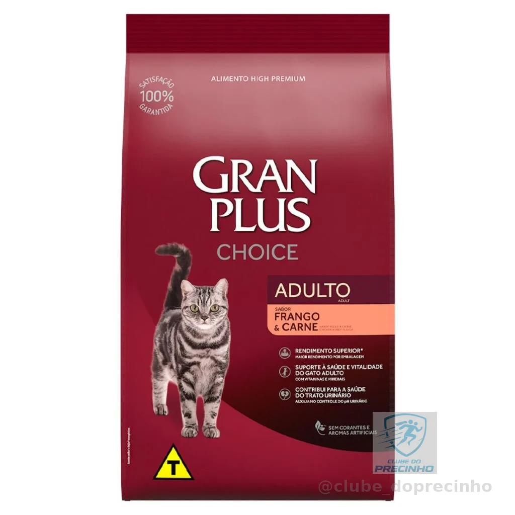Ração GranPlus Choice Frango e Carne Gatos Adultos Premium 10kg