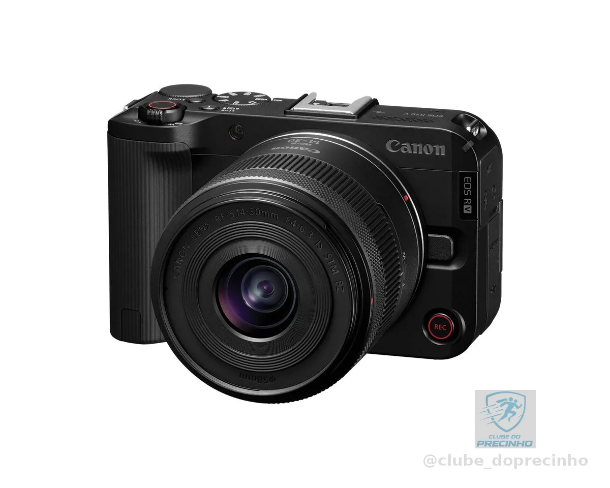 Canon Câmera sem espelho EOS R50 V com RF-S14-30 mm F4-6.3 é lente STM PZ, sensor APS-C, 24,2 megapixels, zoom ultra-amplo, foco automático rápido, kit de vlogging e transmissão ao vivo para criadores